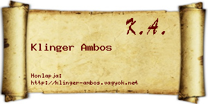Klinger Ambos névjegykártya